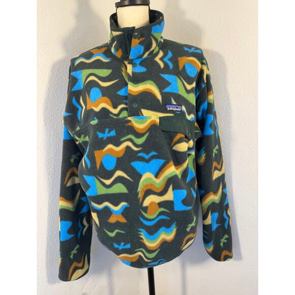 Patagonia Synchilla Arctic Collage Northern Green Fleece Pullover M - Picture 7 of 15